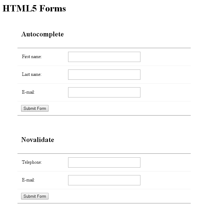 HTML5 Forms Demonstration